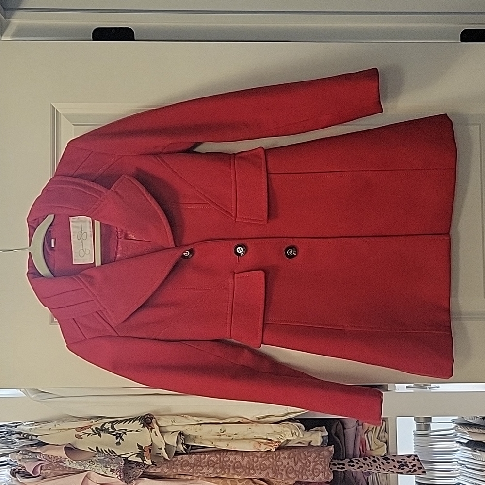 Jessica Simpson red pea coat